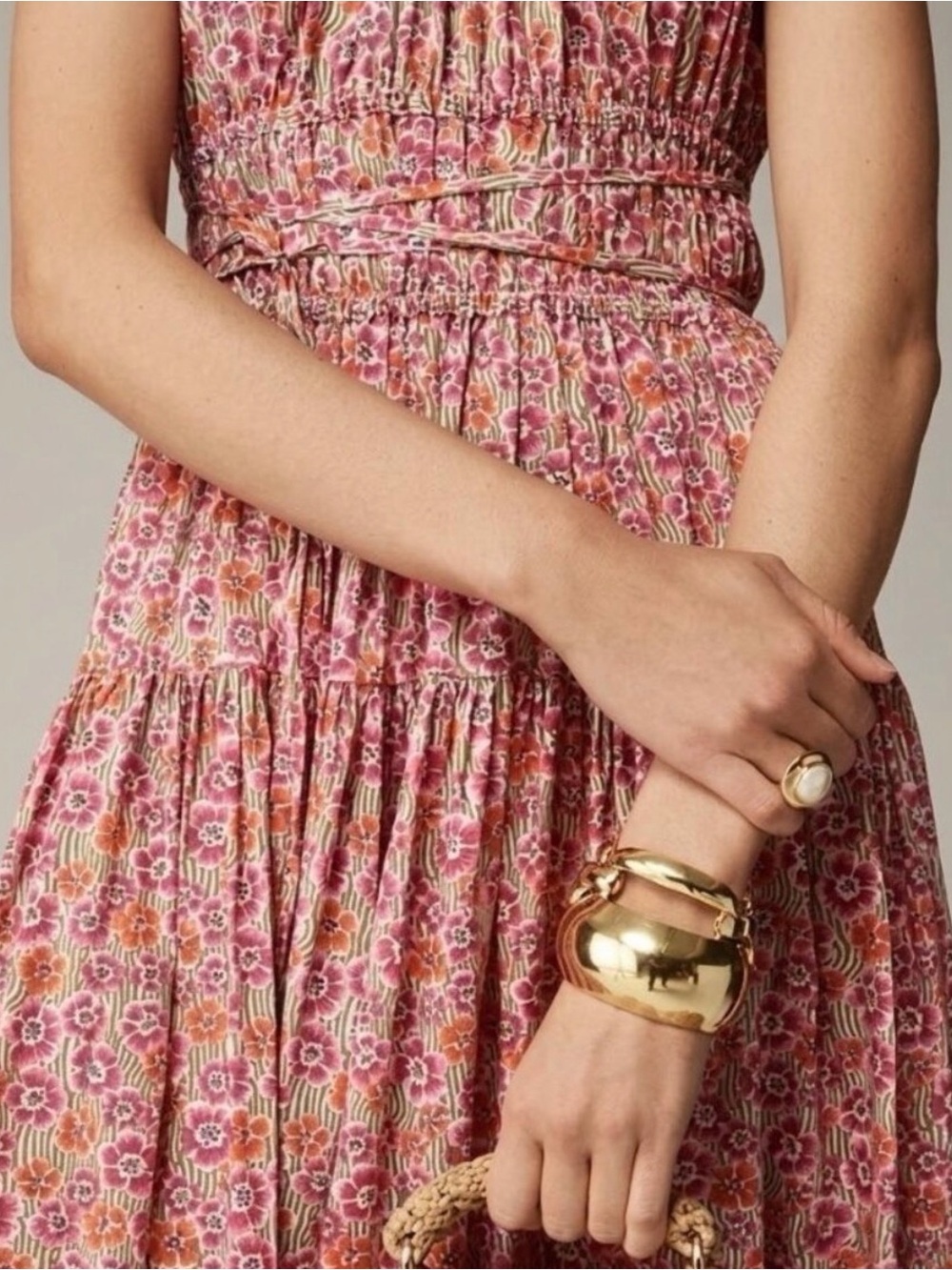 J Crew Liberty of London pink mode dress. Size L. 100% cotton, pockets. - Picture 2 of 7